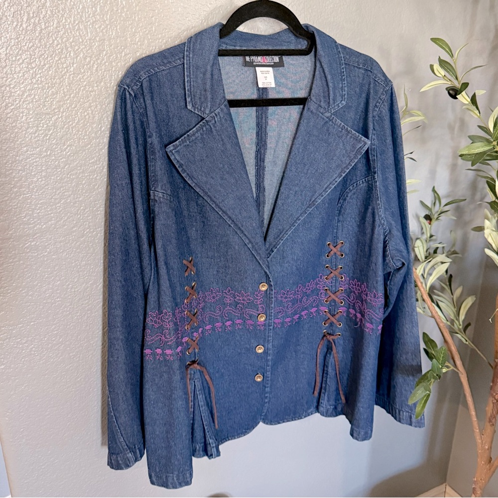 The Pyramid Collection Denim Embroidered Jacket